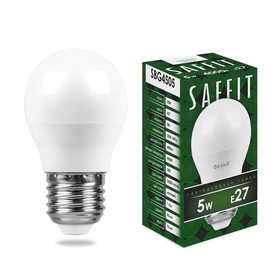 Лампа светодиодная SAFFIT SBG4505, G45, E27, 5 Вт, 230 В, 4000 К, 400 Лм, 220°, 81 х 45 мм