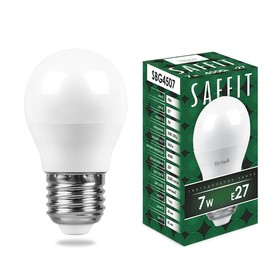 Лампа светодиодная SAFFIT SBG4507, G45, E27, 7 Вт, 230 В, 4000 К, 560 Лм, 220°, 81 х 45 мм