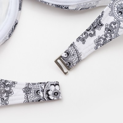 Купальник женский раздельный, цвет бело-чёрный, размер 44 чашка F