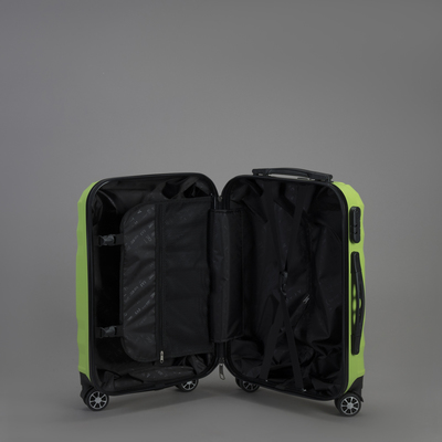 Чемодан малый 20", отдел на молнии, кодовый замок, 4 колеса, цвет зелёный