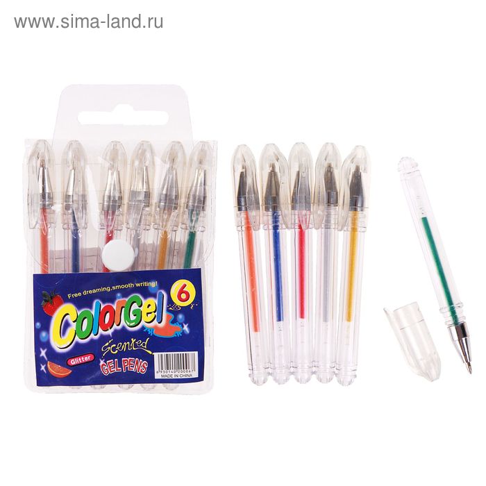 Набор гелевых ручек МИНИ 6 цветов, флюоресцентные - Фото 1
