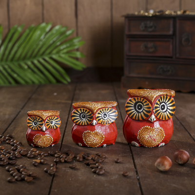 Сувенирный набор «Совы с сердечками», 6×19×8 см, дерево