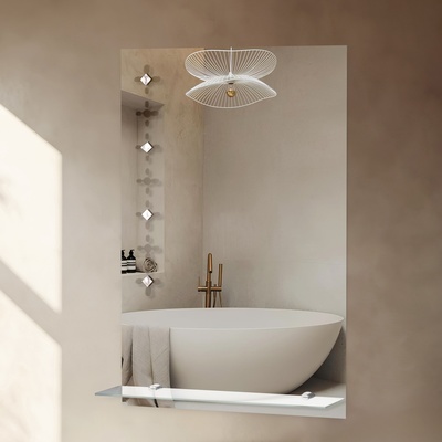 Зеркало интерьерное настенное «Ромб», с пескоструйной графикой, с полкой, 40×60 см