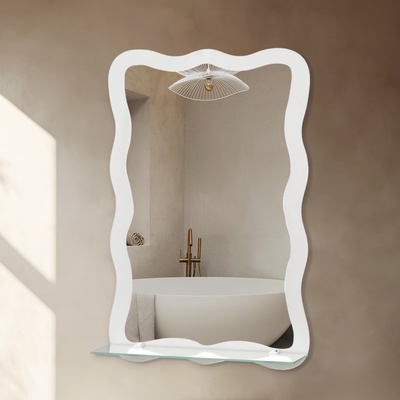 Зеркало интерьерное настенное «Облако», с пескоструйной графикой, с полочкой, 40.5×60 см