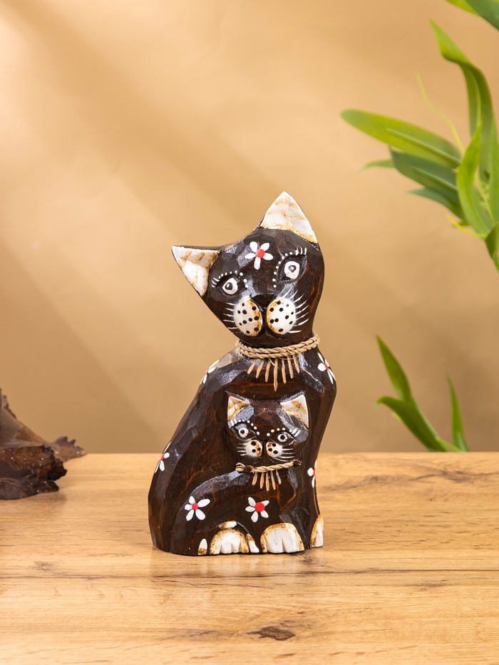 Сувенир «Кошка с котенком», 4.5×8×20 см, дерево