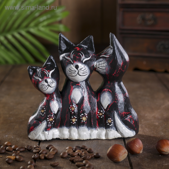 Сувенир «Кошки с колокольчиком», 4×13×13 см, дерево