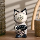 Сувенир дерево "Кошка с рыбкой" серая 8х15х17 см 4165822 - фото 16532029