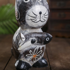 Сувенир дерево "Кошка с рыбкой" серая 8х15х17 см 4165822 - фото 16532032