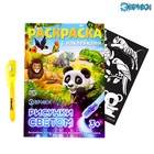 Набор для рисования в темноте «Дикие животные», с наклейками и раскраской, ручка с фонариком, невидимые чернила - Фото 1