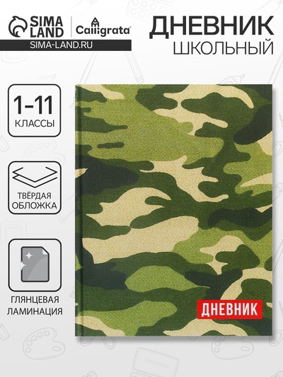 Дневник школьный для 1-11 классов, «Хаки», твёрдая обложка 7БЦ, глянцевая ламинация, 40 листов