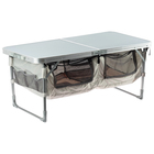 Стол складной ССТ-3П, 102×50×44.5/ 61 см, с полкой, металлик - Фото 2