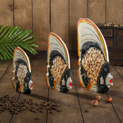 Сувенирный набор «Рыбки с оранжевым краем», 20×8×25 см, дерево