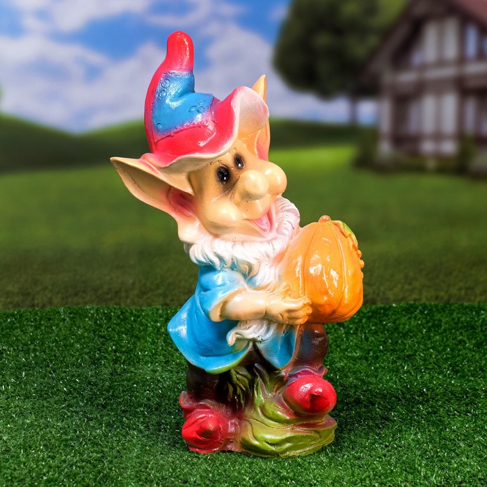 Садовая фигура из гипса «Эльф с тыквой», 35 см - Фото 1