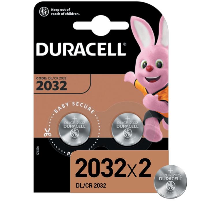 Батарейка литиевая Duracell, CR2032-2BL, 3В, блистер, 2 шт. - Фото 1