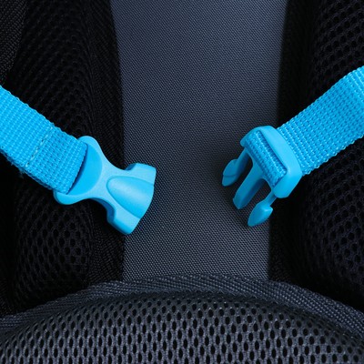 Рюкзак каркасный Across HK-01 35 х 29 х 15 см, мешок для обуви, чёрный/голубой