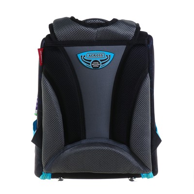 Рюкзак каркасный Across HK-01 35 х 29 х 15 см, мешок для обуви, чёрный/голубой