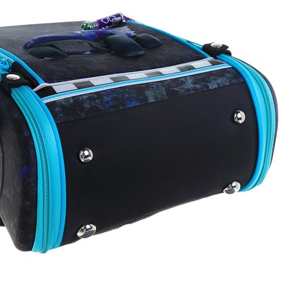 Рюкзак каркасный Across HK-01 35 х 29 х 15 см, мешок для обуви, чёрный/голубой