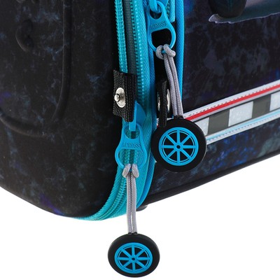 Рюкзак каркасный Across HK-01 35 х 29 х 15 см, мешок для обуви, чёрный/голубой