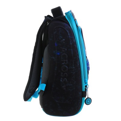 Рюкзак каркасный Across HK-01 35 х 29 х 15 см, мешок для обуви, чёрный/голубой