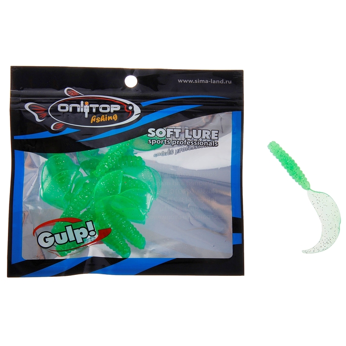Приманка силиконовая, 7 см, зелёная (набор 10 шт.) - Фото 1