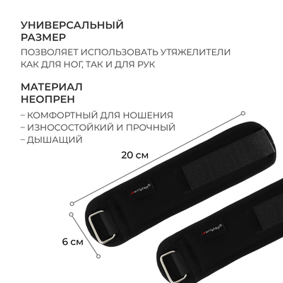 Утяжелители на запястье ONLYTOP, 2 шт. × 100 г, цвет чёрный