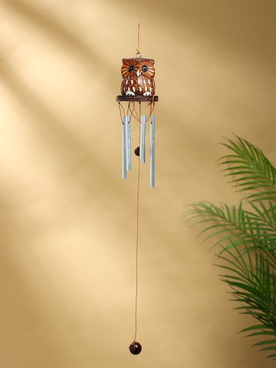 Музыка ветра «Пятнистая сова», 5×5×40 см, дерево, металл