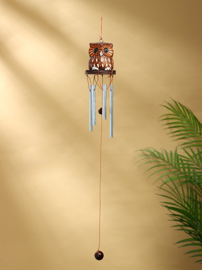 Музыка ветра «Пятнистая сова», 5×5×40 см, дерево, металл - Фото 1