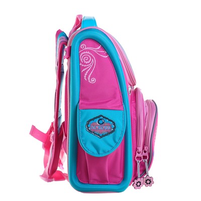 Ранец Стандарт Across 195, 35 х 28 х 15 см, для девочки, раскладной, розовый + мешок для обуви