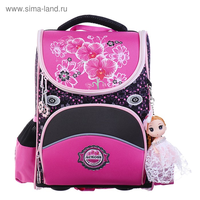 Ранец Стандарт Across 211, 35 х 22 х 11 см, для девочки, раскладной, розовый - Фото 1