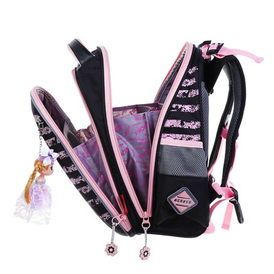 Рюкзак каркасный Across 292 37 х 26 х 13 см, мешок для обуви, чёрный/розовый