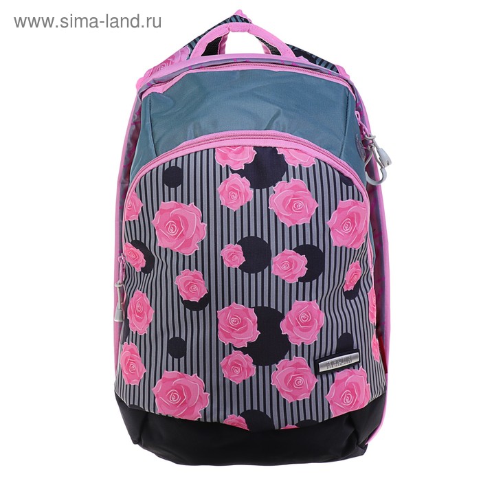 Рюкзак молодёжный Across GL3, 44 х 30 х 13 см, эргономичная спинка, чёрный/розовый/серый - Фото 1