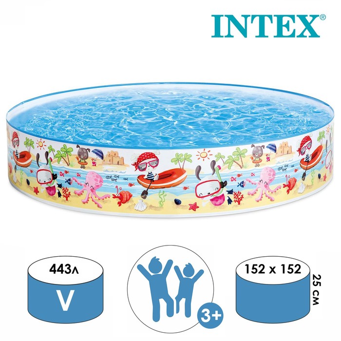Бассейн «Пляж», 152 х 25 см, жёсткий борт, от 3 лет, 56451NP INTEX - Фото 1