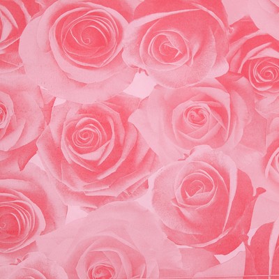 Бумага упаковочная крафт, тонирован.с 2-х стор. "Роза", (на белом), роз./крас., 0,7 х 10 м