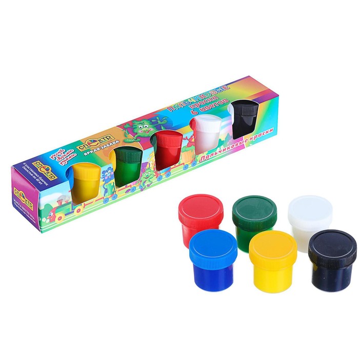 Краски пальчиковые набор 6 цветов х 40 мл, Спектр, 240 мл, "Яркая забава" (от 3-х лет) - Фото 1