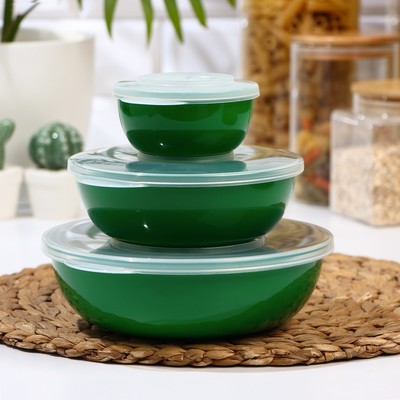 Набор мисок круглых «Матрёшка», 3 шт: 0,2 л, 0,6 л, 1,2 л, цвет микс