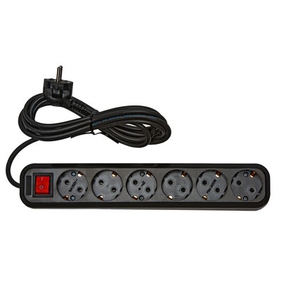 Сетевой фильтр RUCELF, 6 гнезд, 3 м, 10 А, ПВС 3х1, с кнопкой, RU-B06-310-03F