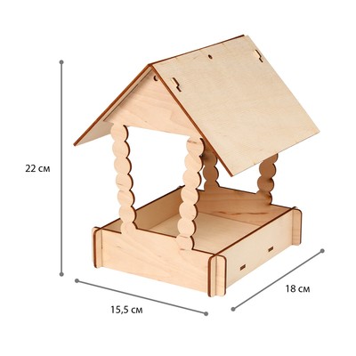 Деревянная кормушка для птиц «Домик с брёвнами» своими руками, 15.5 × 18 × 22 см, Greengo