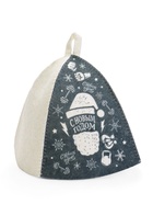 Шапка для бани и сауны, с принтом «С Новым Годом», полиэфир 70%, шерсть 30%, серая, «Банная забава» - Фото 2