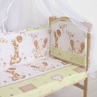 Комплект в кроватку (7 предметов) "Жираф и Слоненок", цвет зеленый, бязь, хл100% - Фото 4