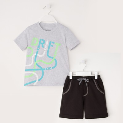 Комплект: футболка и шорты KAFTAN "Дрифт" р.30 (98-104), чёрный, серый