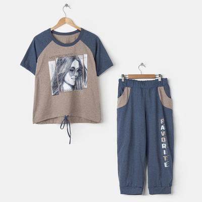 Комплект женский (футболка, бриджи), цвет МИКС, размер 56