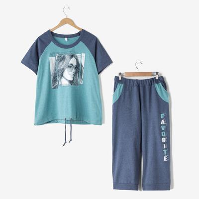 Комплект женский (футболка, бриджи), цвет МИКС, размер 56