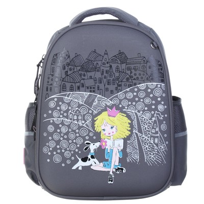 Рюкзак каркасный Bruno Visconti 38 х 30 х 20 см, «Принцесса со щеночком», серый