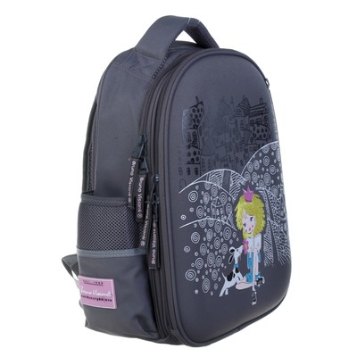 Рюкзак каркасный Bruno Visconti 38 х 30 х 20 см, «Принцесса со щеночком», серый