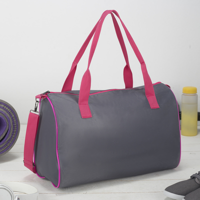 Сумка спортивная, отдел на молнии, наружный карман, длинный ремень, цвет серый
