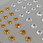 Стразы самоклеящиеся "Круглые", 6-15 мм, 80 шт., цвет золотой/серебристый, на подложке - фото 8463694