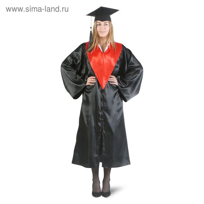 Костюм "Выпускник", мантия, красный воротник, головной убор, р. 42-54 - Фото 1