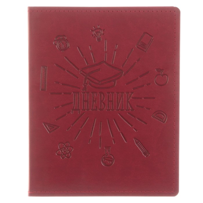 Премиум-дневник универсальный, для 1-11 класса Vivella "Школа", обложка искусственная кожа, бордовый - Фото 1