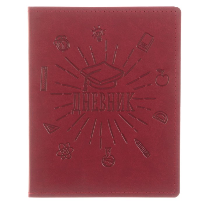 Премиум-дневник универсальный, для 1-11 класса Vivella «Школа», обложка искусственная кожа, бордовый - Фото 1