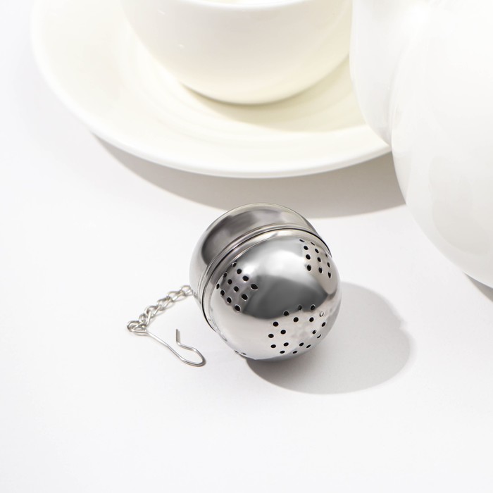 Ситечко для чая Доляна «Овальчик», 4×3.5 см, нержавеющая сталь, цвет серебристый - Фото 1